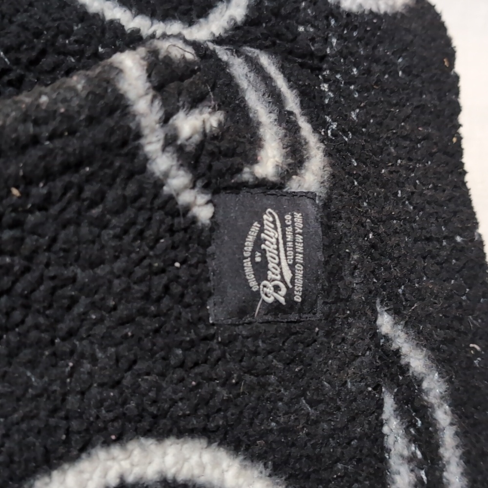 Brooklyn Cloth Manufacturing Black Smiley Face Fleece Hoodie Size Small - Picture 3 of 5